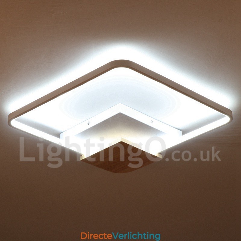 Dimbare witte vierkante houten plafondlamp Ultradunne plafondlamp Kan ook als wandlamp worden gebruikt
