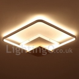 Dimbare witte vierkante houten plafondlamp Ultradunne plafondlamp Kan ook als wandlamp worden gebruikt