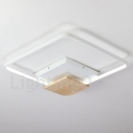 Dimbare witte vierkante houten plafondlamp Ultradunne plafondlamp Kan ook als wandlamp worden gebruikt