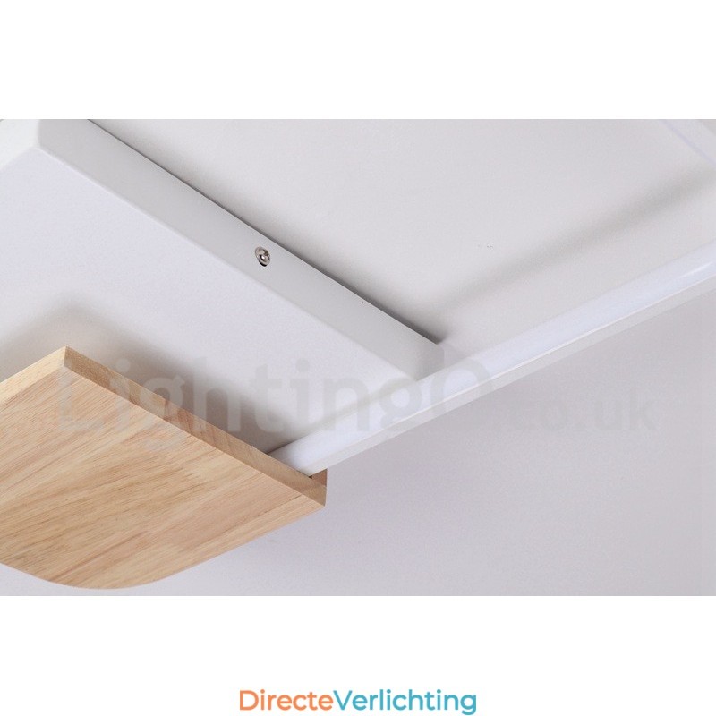 Dimbare witte vierkante houten plafondlamp Ultradunne plafondlamp Kan ook als wandlamp worden gebruikt