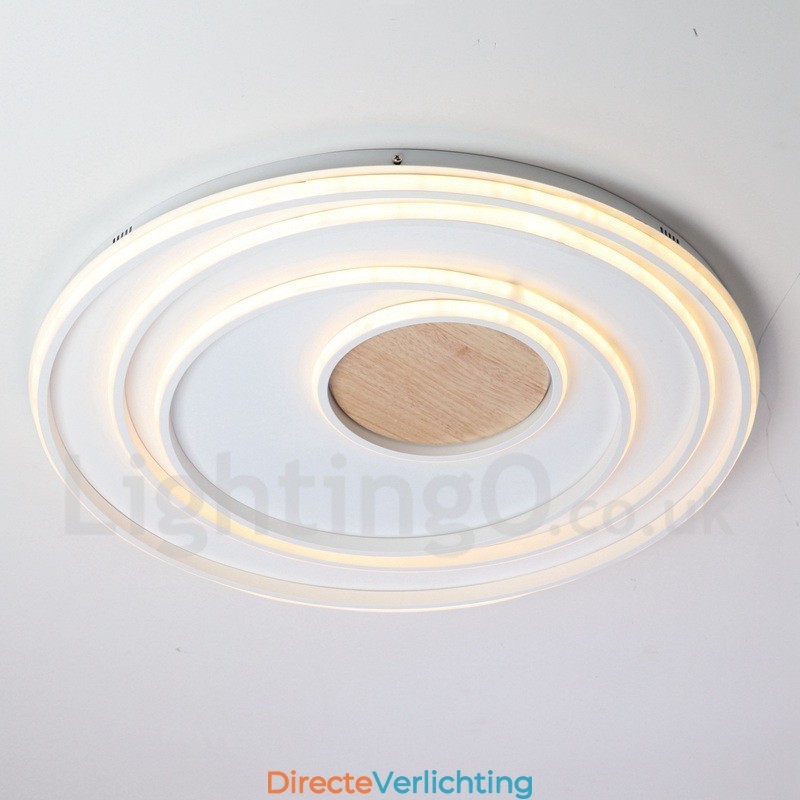 Dimbare witte ringen houten plafondlamp Ultradunne plafondlamp Kan ook als wandlamp worden gebruikt