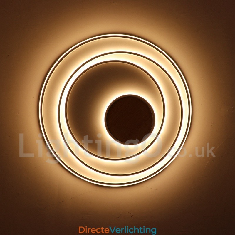 Dimbare witte ringen houten plafondlamp Ultradunne plafondlamp Kan ook als wandlamp worden gebruikt