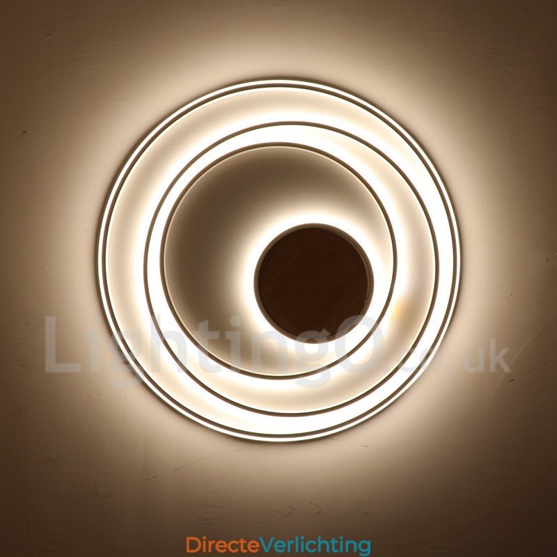 Dimbare witte ringen houten plafondlamp Ultradunne plafondlamp Kan ook als wandlamp worden gebruikt