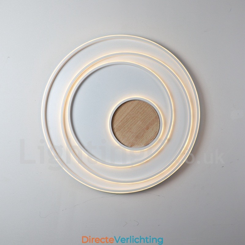 Dimbare witte ringen houten plafondlamp Ultradunne plafondlamp Kan ook als wandlamp worden gebruikt