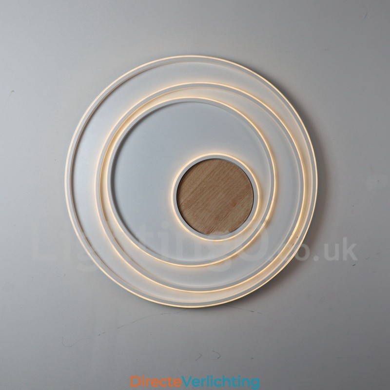 Dimbare witte ringen houten plafondlamp Ultradunne plafondlamp Kan ook als wandlamp worden gebruikt