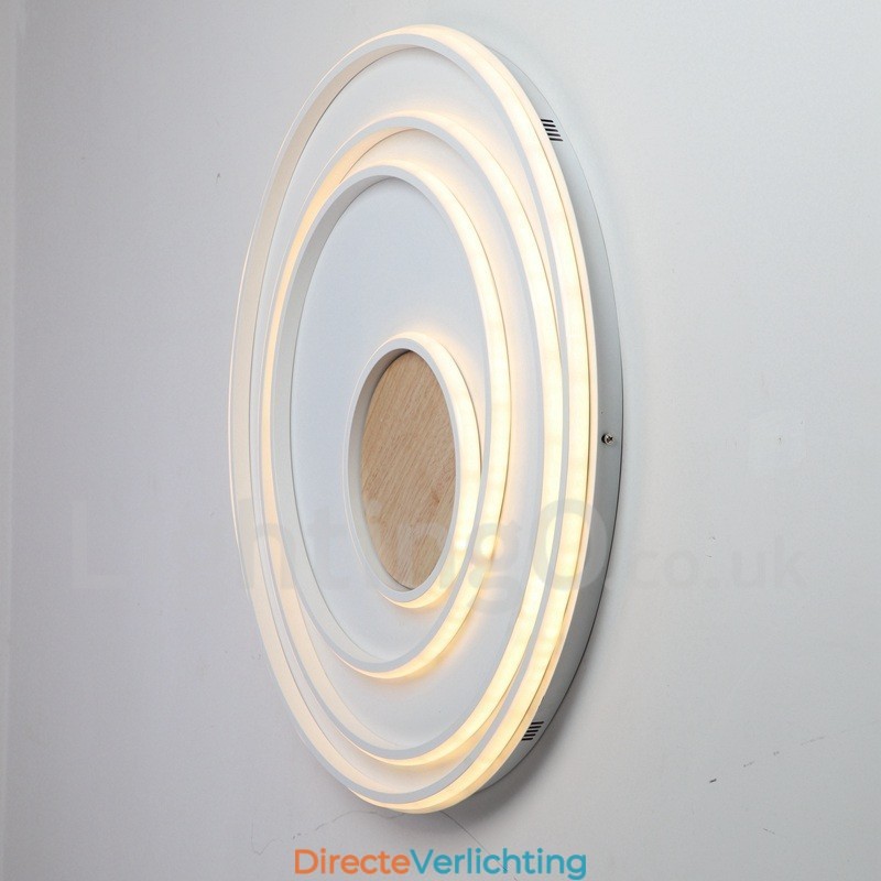 Dimbare witte ringen houten plafondlamp Ultradunne plafondlamp Kan ook als wandlamp worden gebruikt