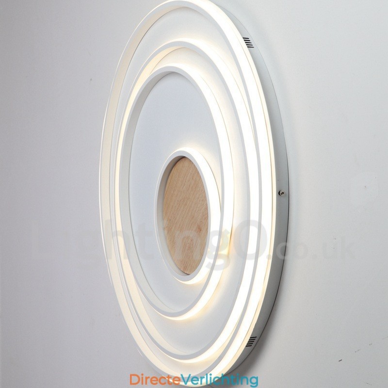 Dimbare witte ringen houten plafondlamp Ultradunne plafondlamp Kan ook als wandlamp worden gebruikt