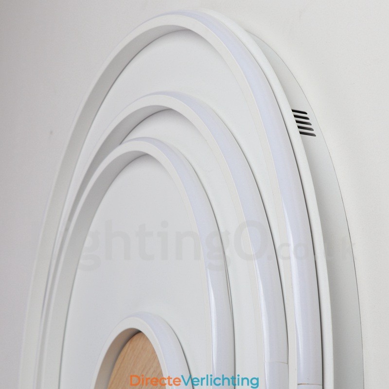 Dimbare witte ringen houten plafondlamp Ultradunne plafondlamp Kan ook als wandlamp worden gebruikt