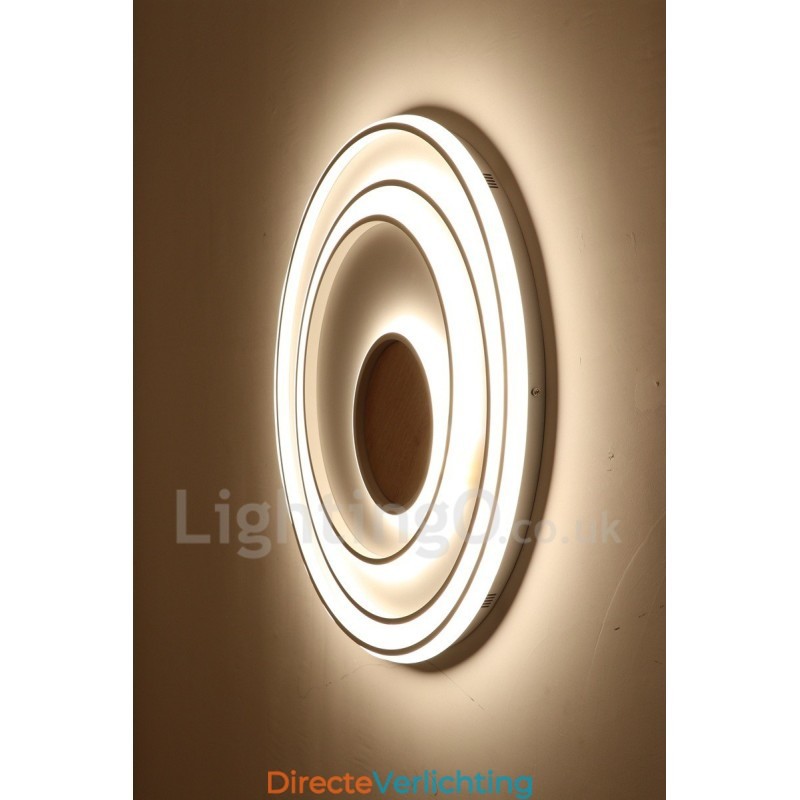Dimbare witte ringen houten plafondlamp Ultradunne plafondlamp Kan ook als wandlamp worden gebruikt