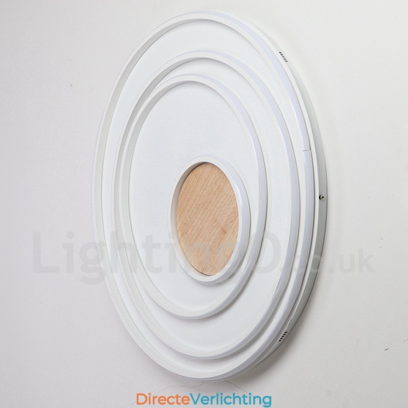 Dimbare witte ringen houten plafondlamp Ultradunne plafondlamp Kan ook als wandlamp worden gebruikt