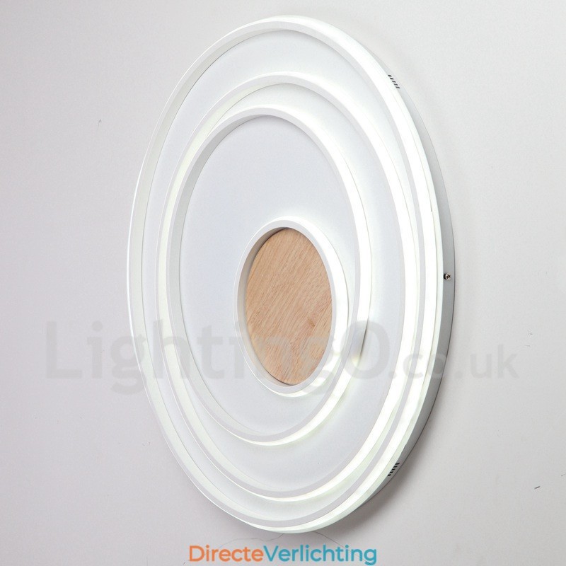 Dimbare witte ringen houten plafondlamp Ultradunne plafondlamp Kan ook als wandlamp worden gebruikt