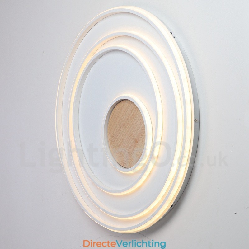 Dimbare witte ringen houten plafondlamp Ultradunne plafondlamp Kan ook als wandlamp worden gebruikt