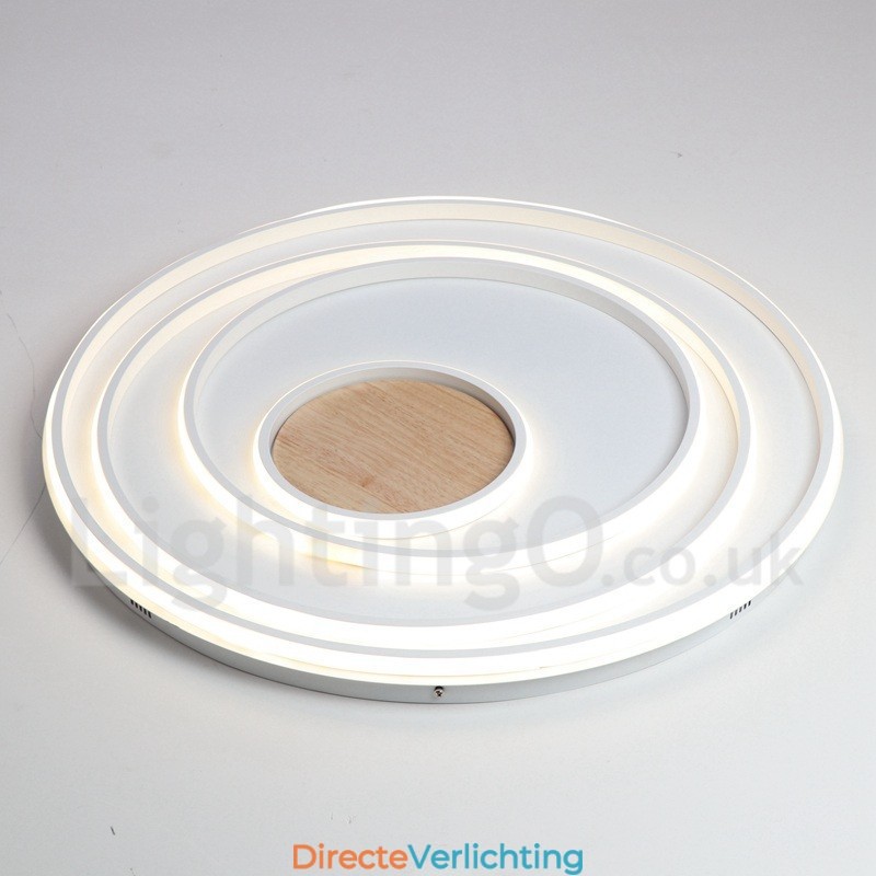 Dimbare witte ringen houten plafondlamp Ultradunne plafondlamp Kan ook als wandlamp worden gebruikt