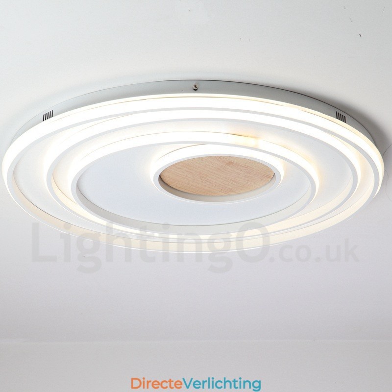 Dimbare witte ringen houten plafondlamp Ultradunne plafondlamp Kan ook als wandlamp worden gebruikt