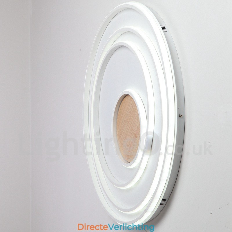 Dimbare witte ringen houten plafondlamp Ultradunne plafondlamp Kan ook als wandlamp worden gebruikt