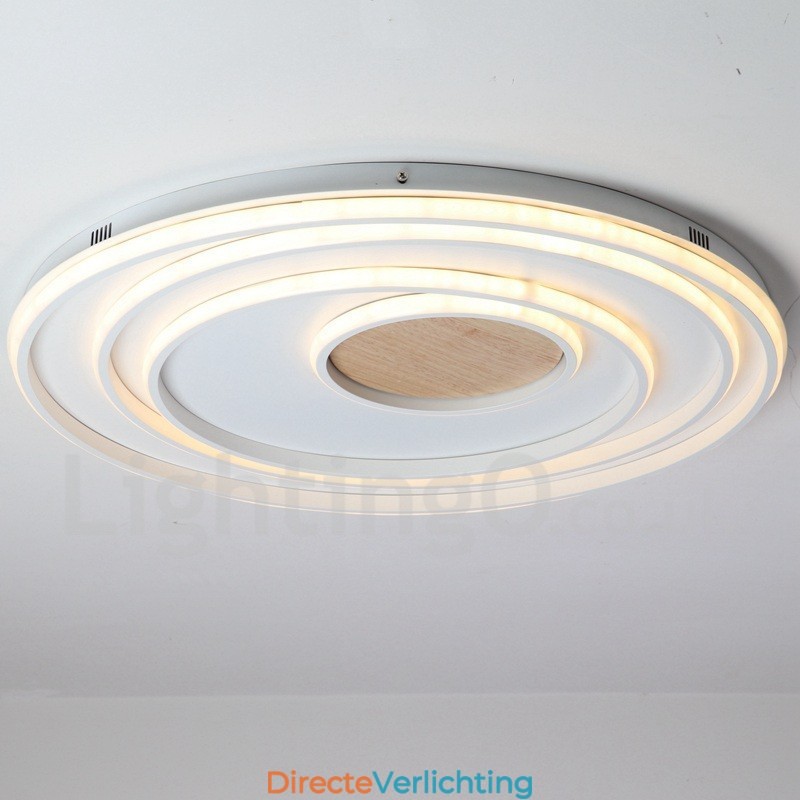 Dimbare witte ringen houten plafondlamp Ultradunne plafondlamp Kan ook als wandlamp worden gebruikt