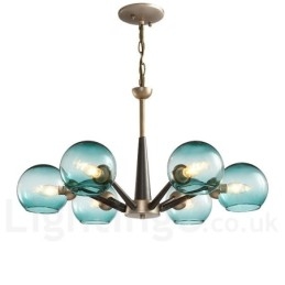 Retro Vintage Magic Bean Rustieke Kroonluchter met Multi Kleuren Glazen Kapjes