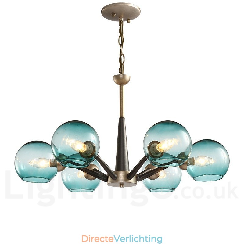 Retro Vintage Magic Bean Rustieke Kroonluchter met Multi Kleuren Glazen Kapjes