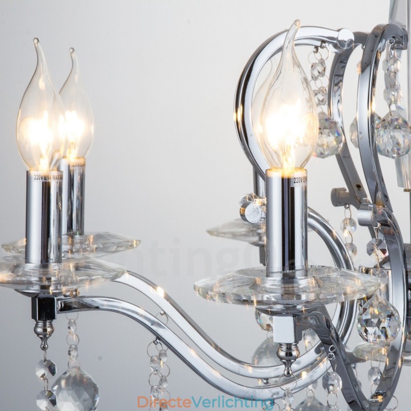 Chroom Elegante Kristallen Kaars Kroonluchter