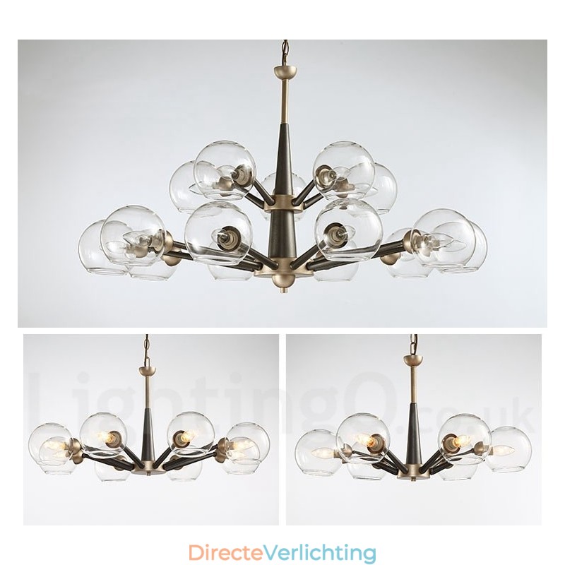 Retro Vintage Magic Bean Rustieke Kroonluchter met Multi Kleuren Glazen Kapjes