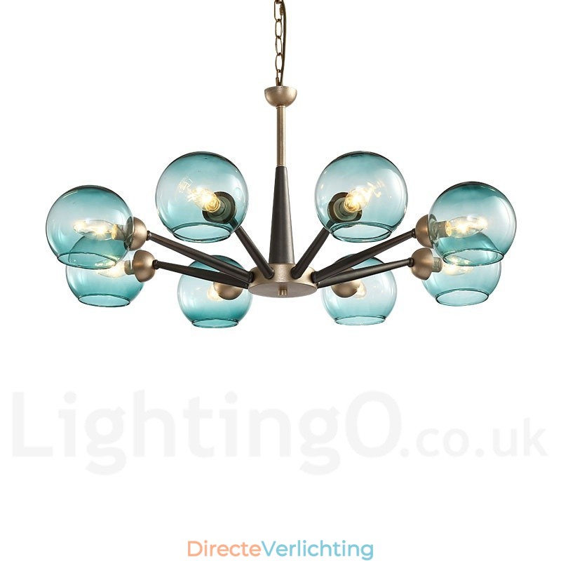 Retro Vintage Magic Bean Rustieke Kroonluchter met Multi Kleuren Glazen Kapjes