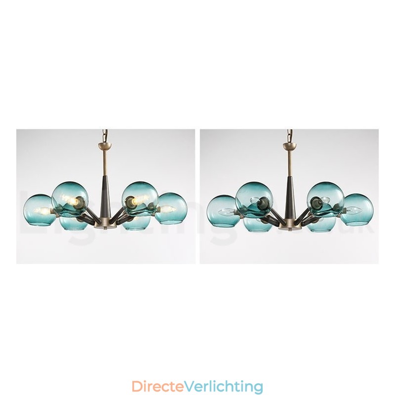 Retro Vintage Magic Bean Rustieke Kroonluchter met Multi Kleuren Glazen Kapjes