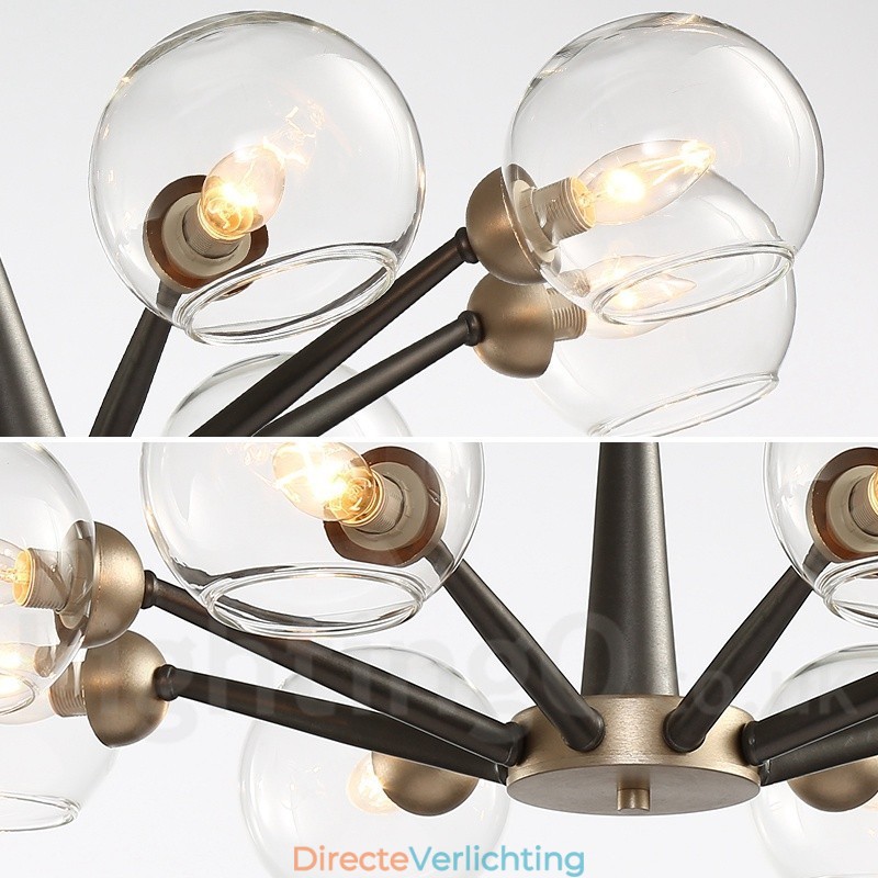 Retro Vintage Magic Bean Rustieke Kroonluchter met Multi Kleuren Glazen Kapjes