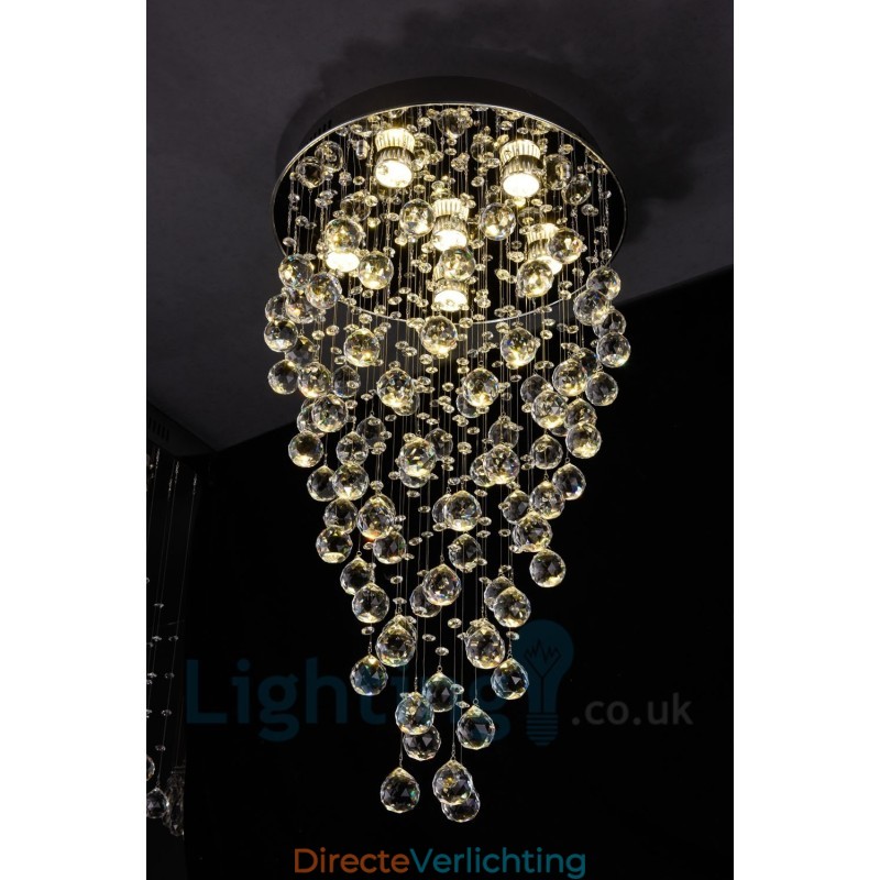 6-lichts moderne K9 Crystal ronde plafondlamp