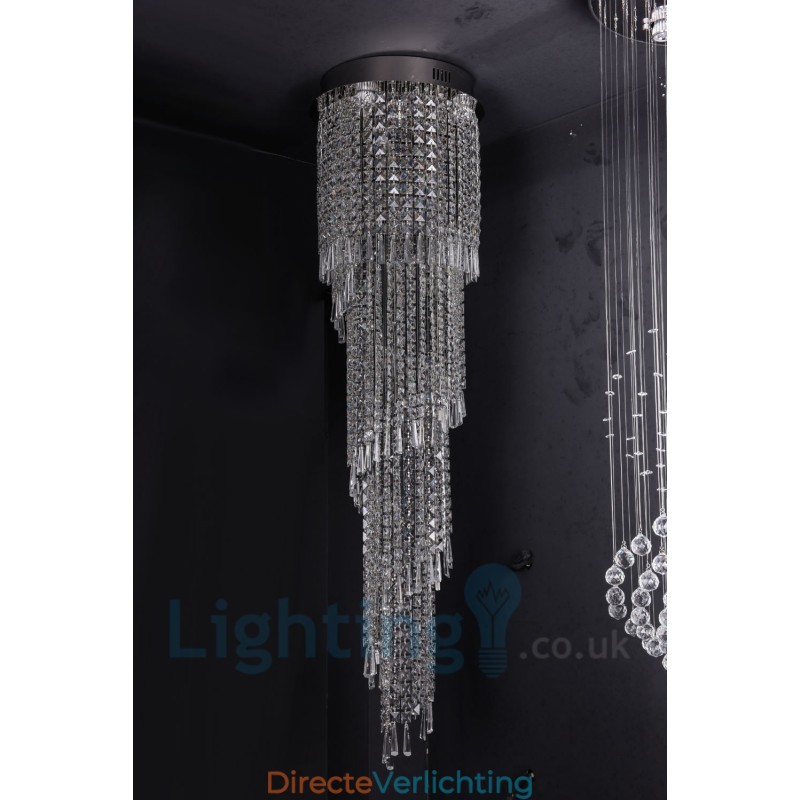 4 x GU10 + 8 x G4 150CM Lange Kristallen Druppellamp Moderne K9 Kristal Ronde Plafondlamp