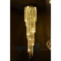 4 x GU10 + 8 x G4 150CM Lange Kristallen Druppellamp Moderne K9 Kristal Ronde Plafondlamp