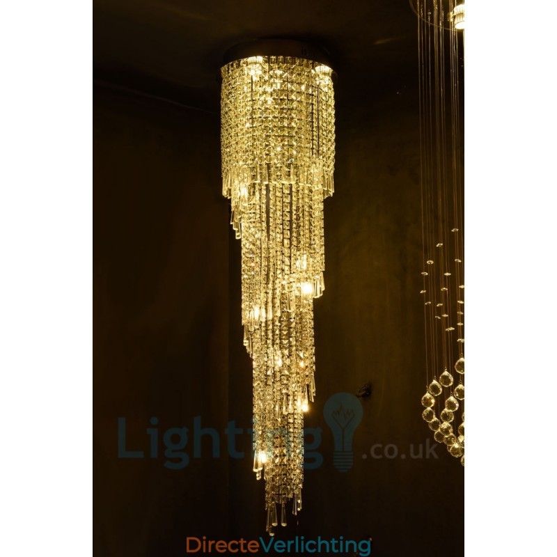 4 x GU10 + 8 x G4 150CM Lange Kristallen Druppellamp Moderne K9 Kristal Ronde Plafondlamp
