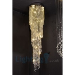 4 x GU10 + 8 x G4 150CM Lange Kristallen Druppellamp Moderne K9 Kristal Ronde Plafondlamp