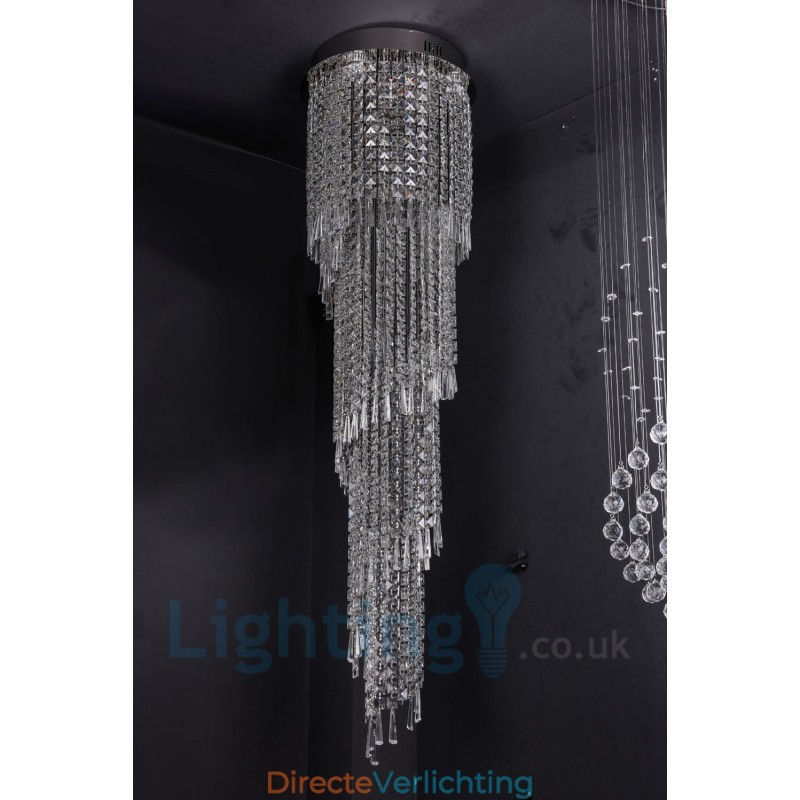 4 x GU10 + 8 x G4 150CM Lange Kristallen Druppellamp Moderne K9 Kristal Ronde Plafondlamp