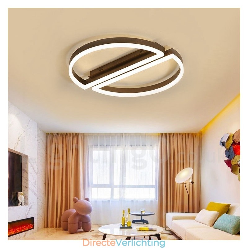 Ronde moderne eigentijdse aluminium plafondlamp, inbouwlamp met afstandsbediening en dimmer. Kan ook als wandlamp worden gebruikt.
