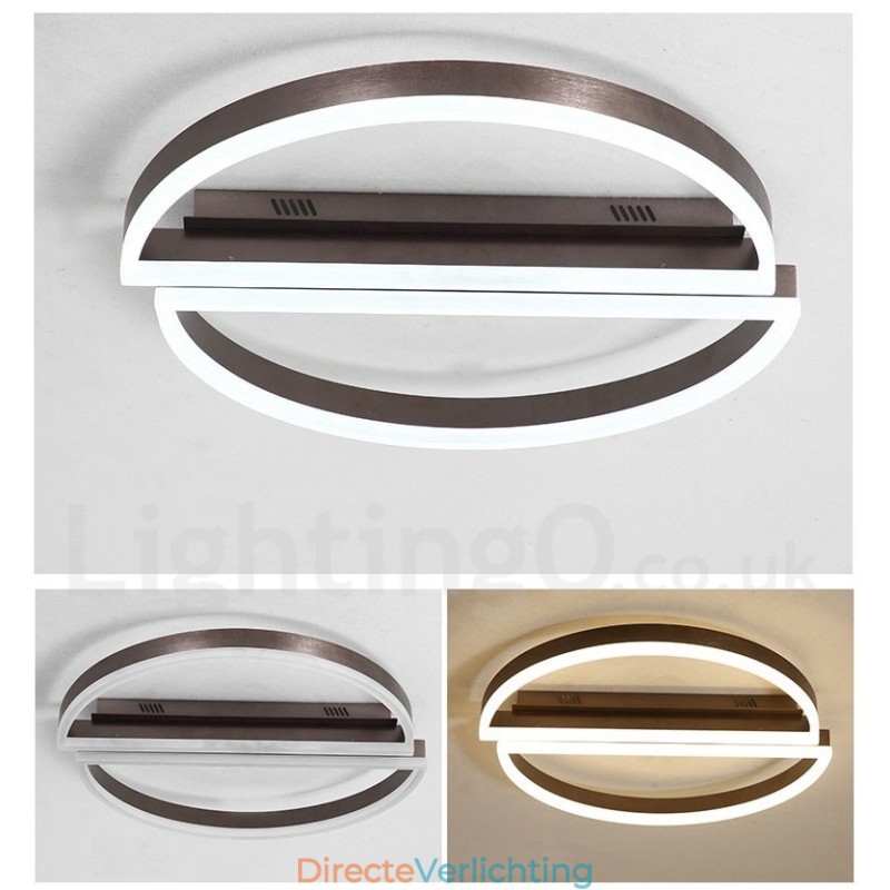 Ronde moderne eigentijdse aluminium plafondlamp, inbouwlamp met afstandsbediening en dimmer. Kan ook als wandlamp worden gebruikt.