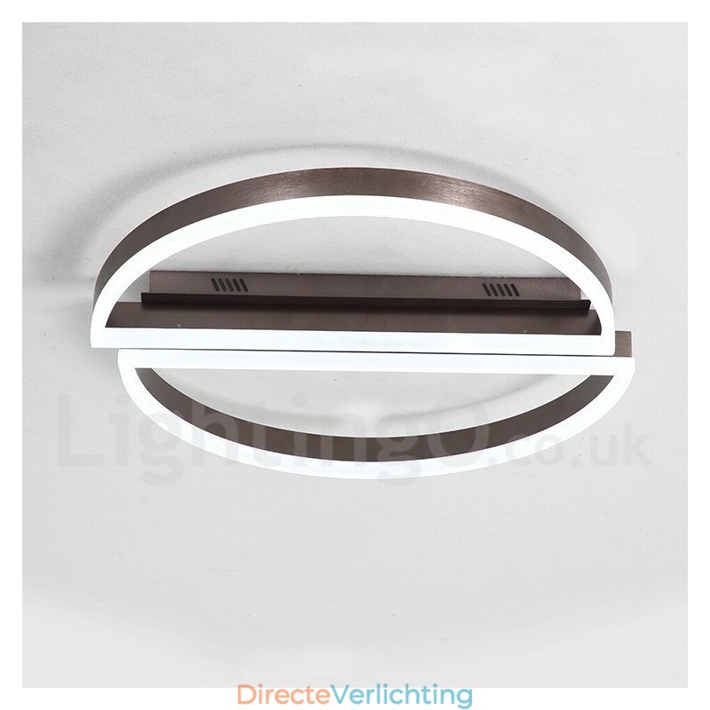 Ronde moderne eigentijdse aluminium plafondlamp, inbouwlamp met afstandsbediening en dimmer. Kan ook als wandlamp worden gebruikt.