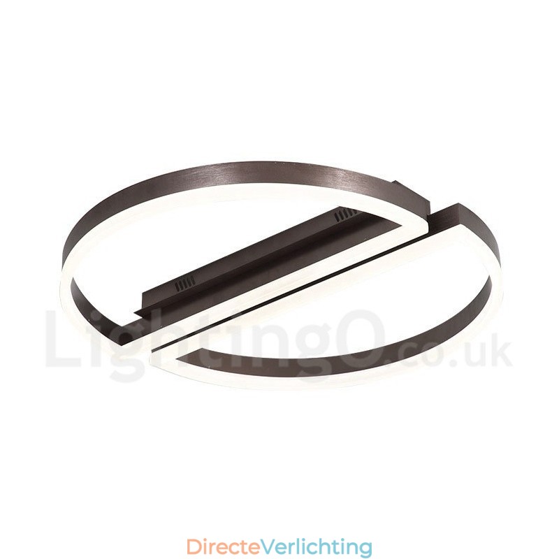 Ronde moderne eigentijdse aluminium plafondlamp, inbouwlamp met afstandsbediening en dimmer. Kan ook als wandlamp worden gebruikt.