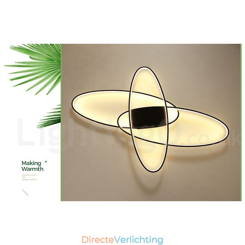 Dimbare ovale moderne eigentijdse aluminium plafondlamp, inbouwlamp voor woonkamer, slaapkamer, kan ook als wandlamp worden gebruikt