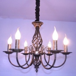 6-lichts rustieke retro vintage zwart-witte hangende kaarskroonluchter
