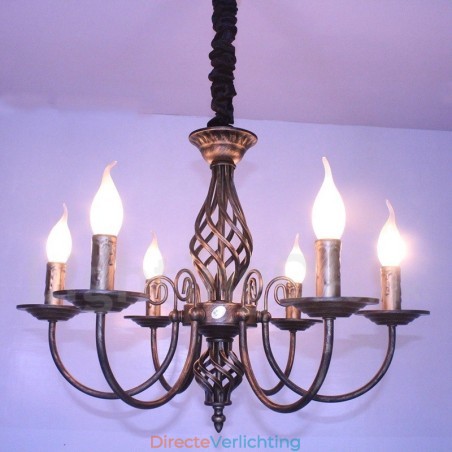 6-lichts rustieke retro vintage zwart-witte hangende kaarskroonluchter 6-lichts rustieke retro vintage zwart-witte hangende kaarskroonluchter