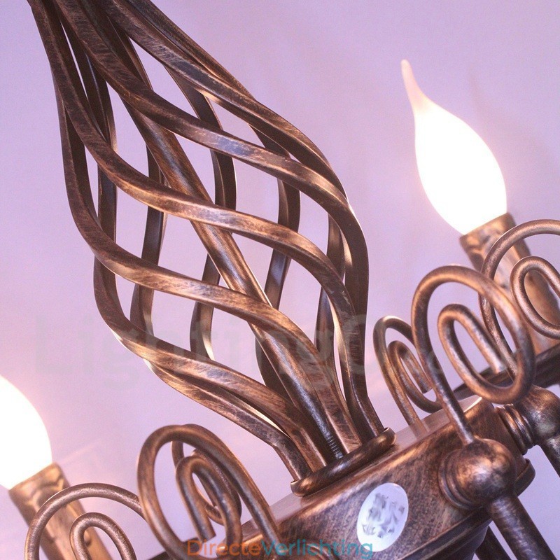 6-lichts rustieke retro vintage zwart-witte hangende kaarskroonluchter