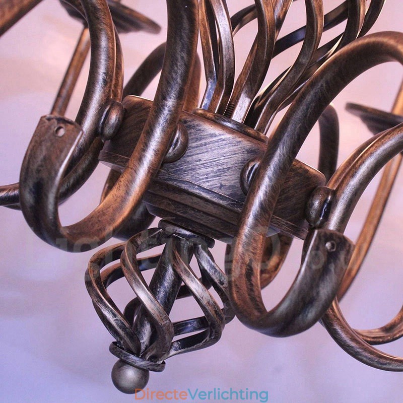 6-lichts rustieke retro vintage zwart-witte hangende kaarskroonluchter