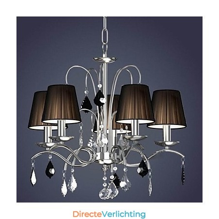 Stoffen lampenkap kristallen kroonluchter 5 lampen Stoffen lampenkap kristallen kroonluchter 5 lampen