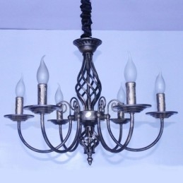 6-lichts rustieke retro vintage zwart-witte hangende kaarskroonluchter