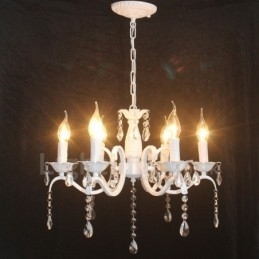 6-lichts kristallen rustieke retro vintage witte hangende kaars kroonluchter