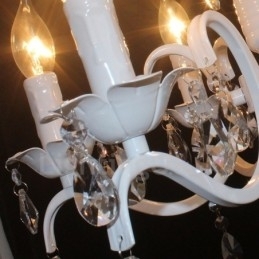 6-lichts kristallen rustieke retro vintage witte hangende kaars kroonluchter