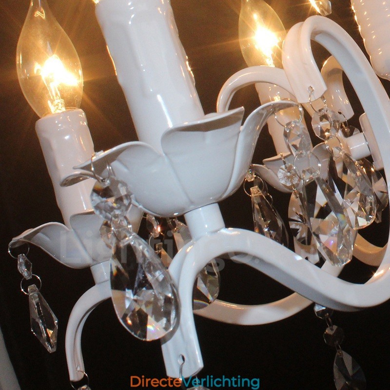 6-lichts kristallen rustieke retro vintage witte hangende kaars kroonluchter