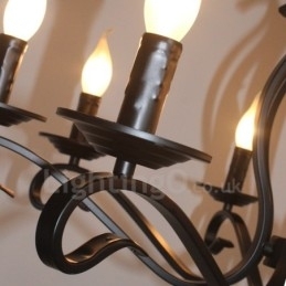 8-lichts rustieke retro vintage zwarte hangende kaars kroonluchter