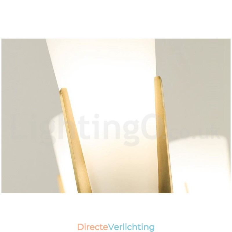 Retro Vintage Messing Kristallen Hangkaars Kroonluchter met Glazen Kapjes