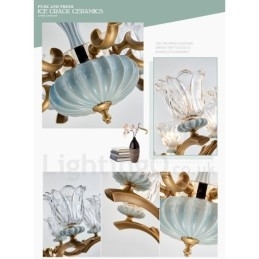 Retro Vintage Messing Keramiek Hangende Kaars Kroonluchter met Glazen Kapjes
